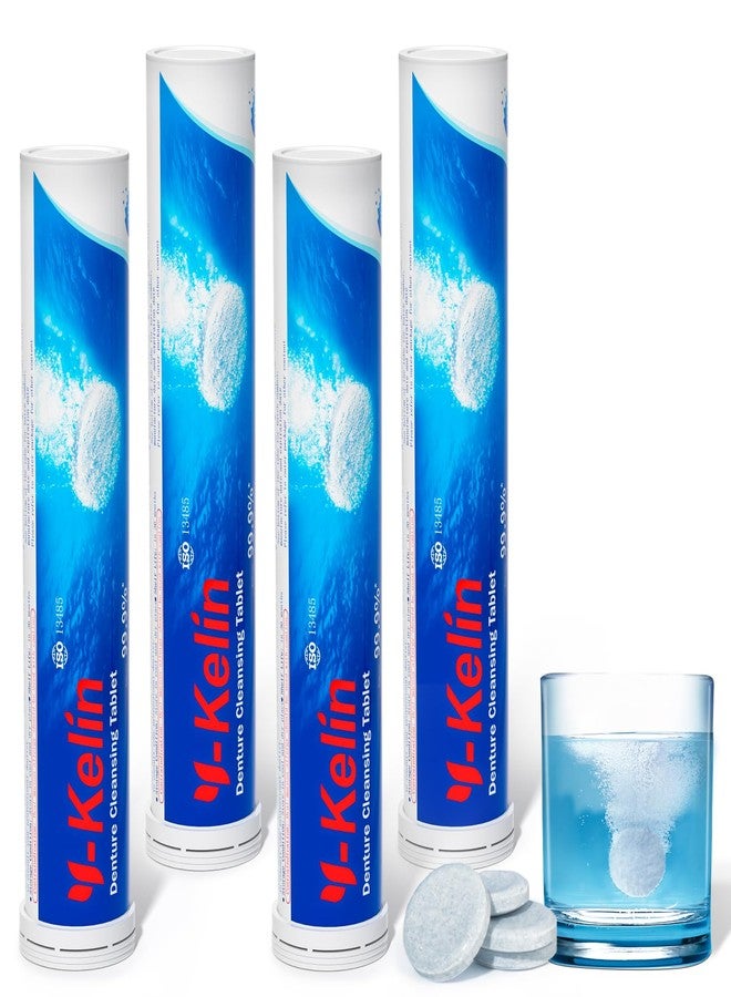 Y-Kelin Denture Cleaning Tablets - 120 Retainer Cleaner Tablets, Removes Odors & Stains - For Dentures, Night Guards, Retainers, Aligners & Dental Appliance Cleaner - Mint Flavor - 4 Month Supply - Image 2